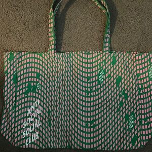 Pink and green checkered tote bag - anti social social club